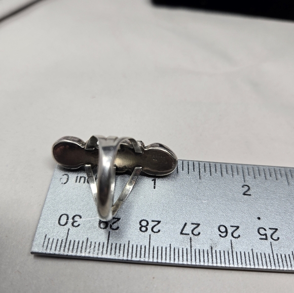 Vintage Native American Benson Boyd Sterling Silver Triple Turquoise Ring Sz 8 - Picture 6 of 8